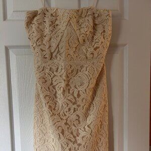 J.Crew Kelsey Strapless Dress in Leavers Lace - Champagne - Size 4